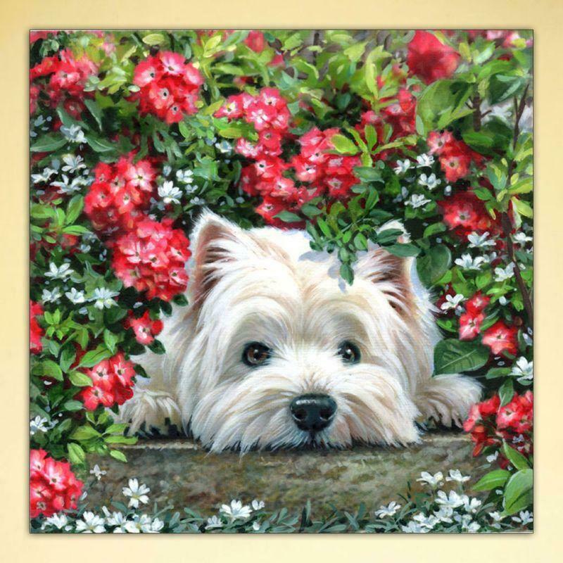 Kneeling Dog DIY 5D Full Drill Diamond Painting Embroidery Crystal Cross Stitch