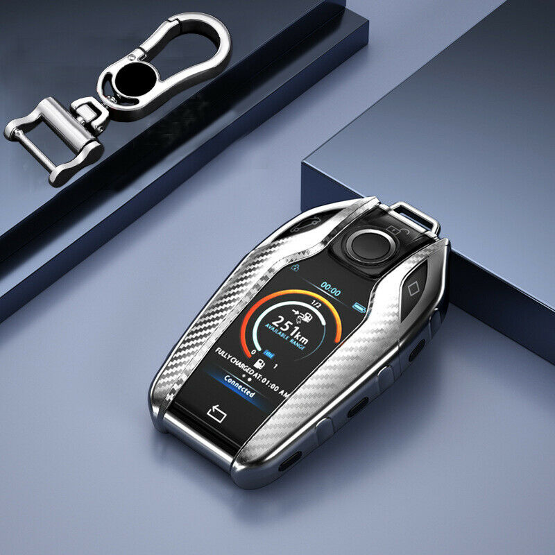 Carbon Fiber Style Remote Key Case Cover Chain fit for BMW 5 6 7 Series X3 X4 X5