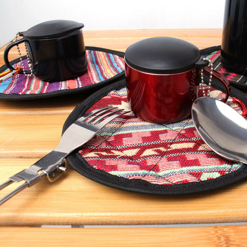 Round Cup Place Mat Hot Pot Coffee Cup Insulated Trivet Mat Outdoors 15.5cm