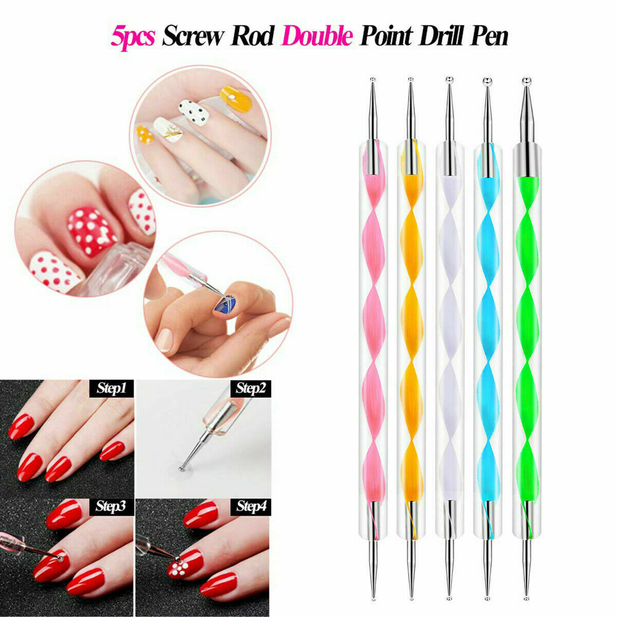 20x UV Gel Nail Art Design Painting Dotting Detailing Pens Brushes Tool Set Kit