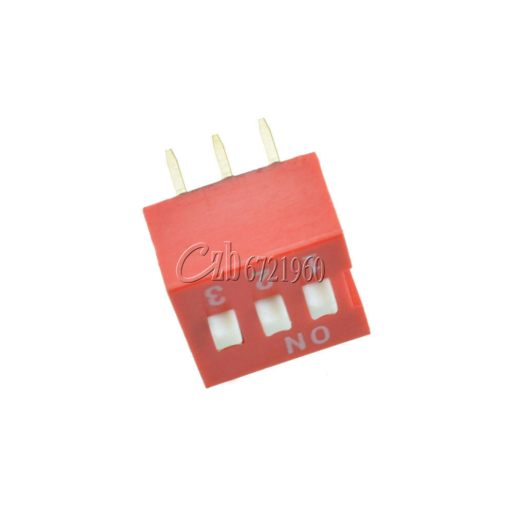 10pcs Red 2.54mm Pitch 3-Bit 3-Positions Way Slide Type DIP Switch Module NEW