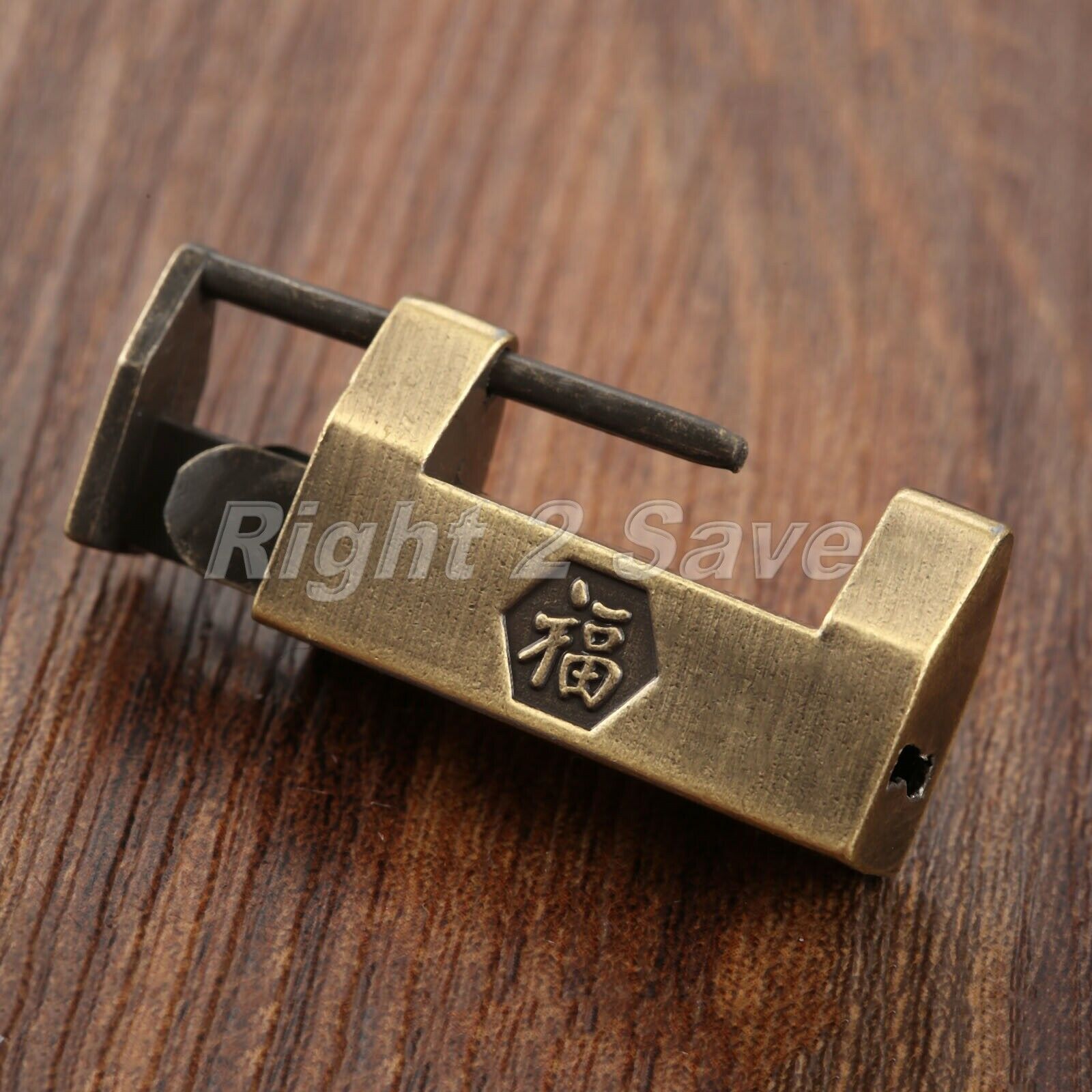 Zinc Alloy Lock Retro Wood Gift Case Jewelry Box Suitcase Padlock Hardware & Key