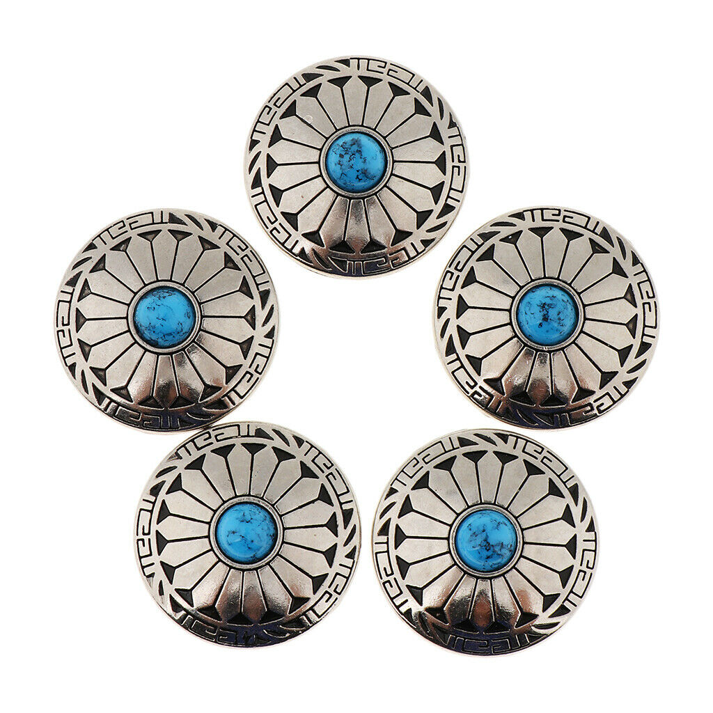 Round turquoise 5 button buttons screw back for