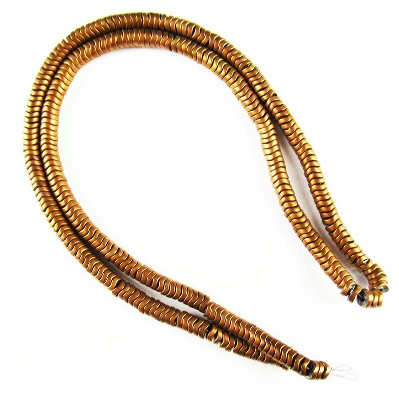 Coffee Frosted Hematite Wavy Pendant Loose Bead 15.5 inch 4x2mm 20g A-458TS