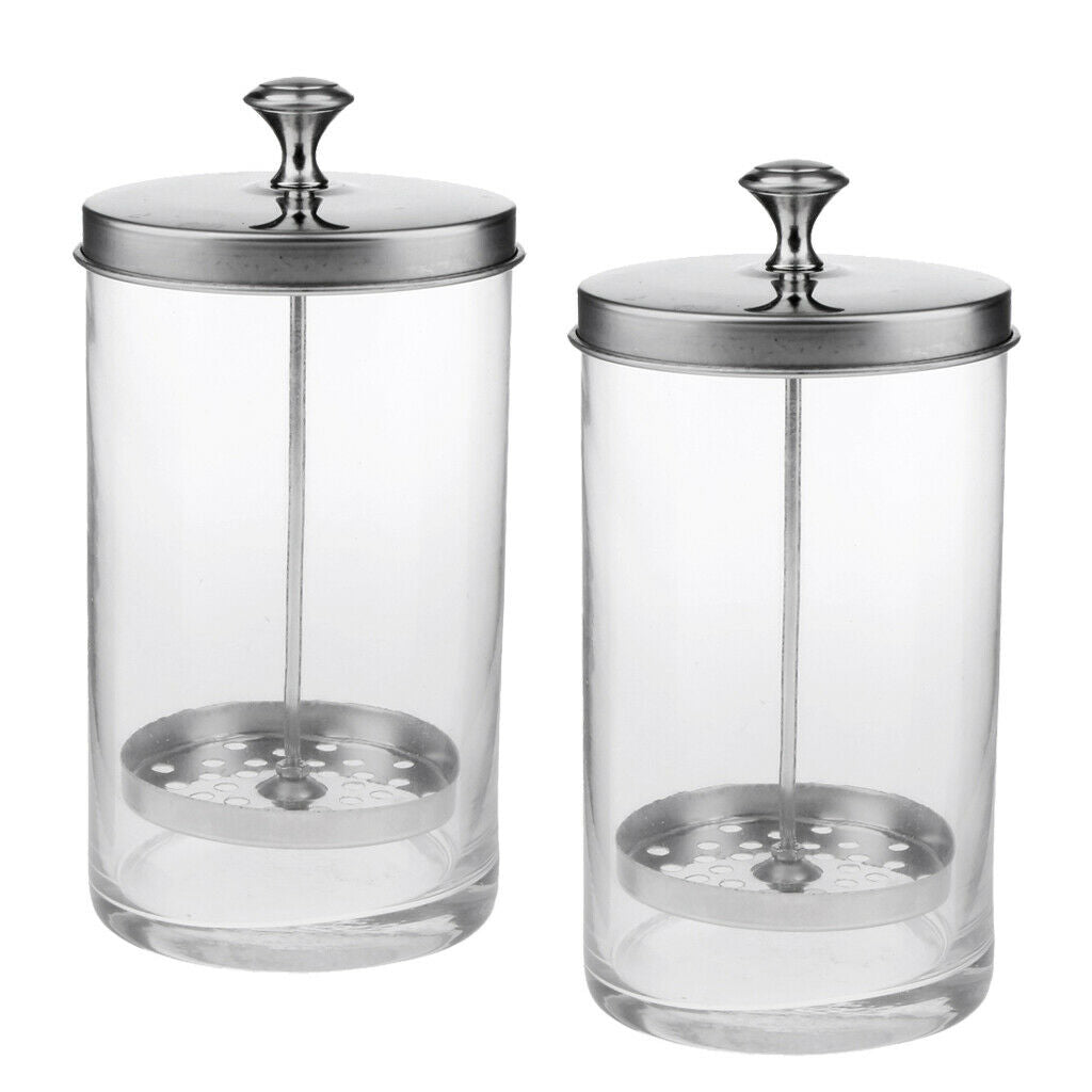 Pack 2 Sanitizing Glass Jar Bottle For Barber Styling Nail Art Tools S