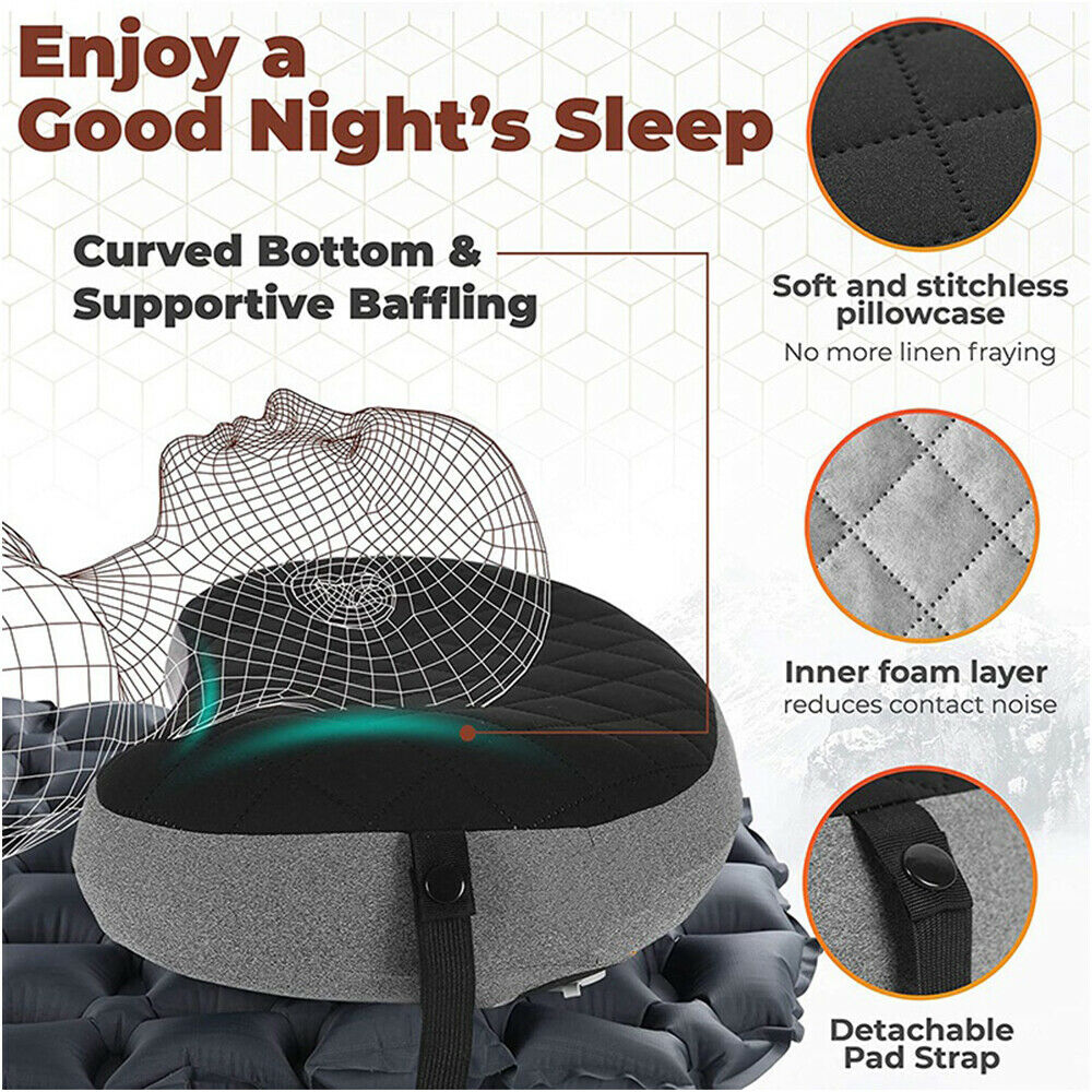 Portable Ergonomic Inflatable Pillow Blow Up For Outdoor Sports Travel Camping
