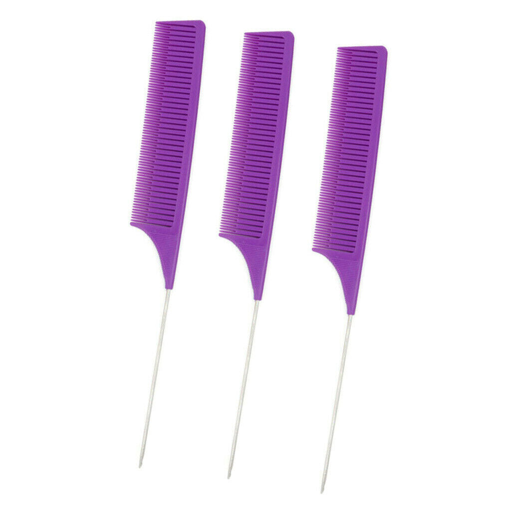 3x Plastic Weaving Highlighting Foiling Hair Combs Highlight Comb Purple