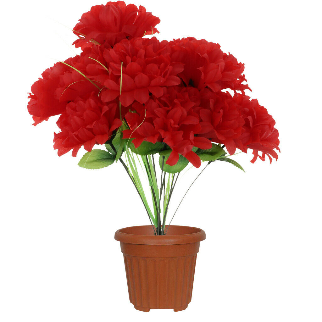 Artificial Chrysanthemum Bouquet Home Decor Grave Cemetery Flower Dark red