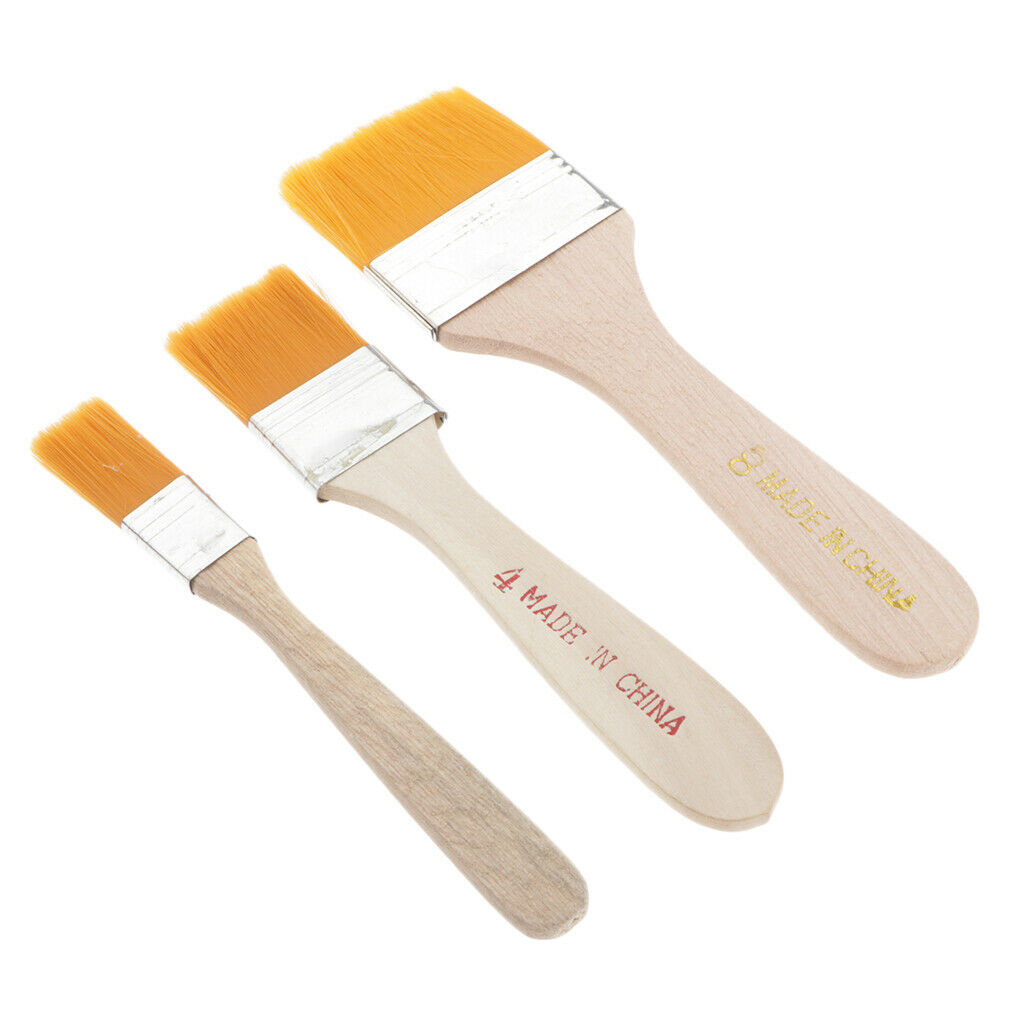 3pcs wood handle nylon hair brush for students kids art crafts painting Tool