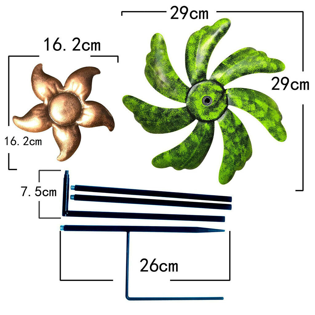 Metal Pinwheels Outdoor Wind Spinner with Ground Stake Yard Flowerbed Decor