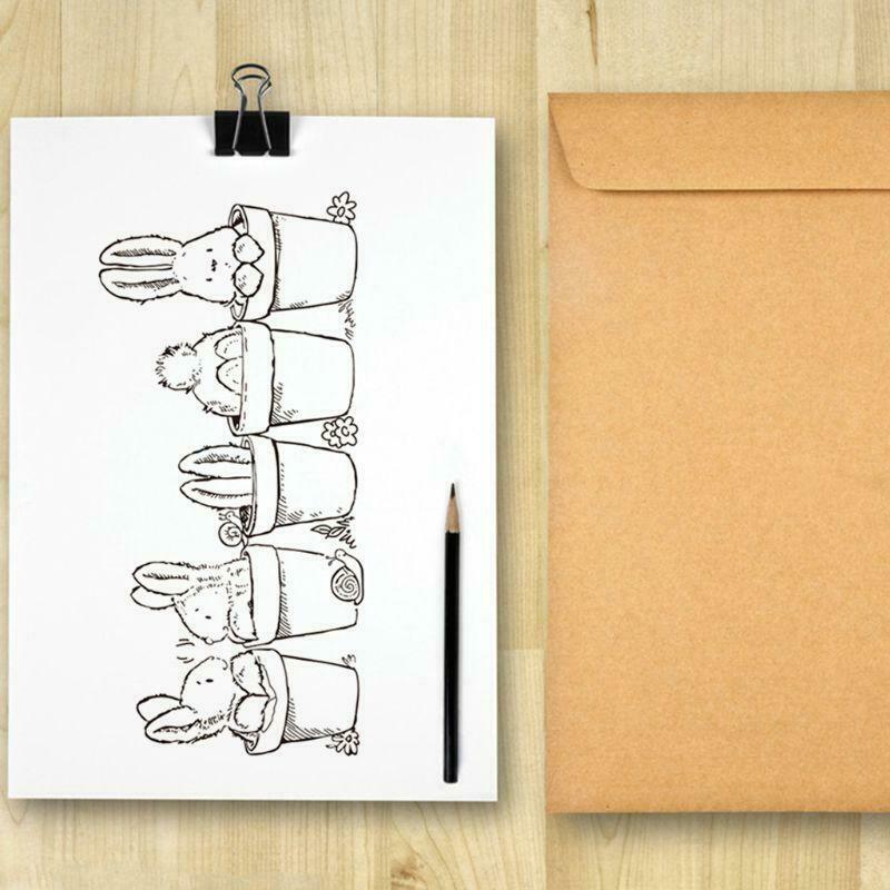 Easter Bunny Potted Plant Silicone Clear Seal Stamp DIY Scrapbooking Embossing