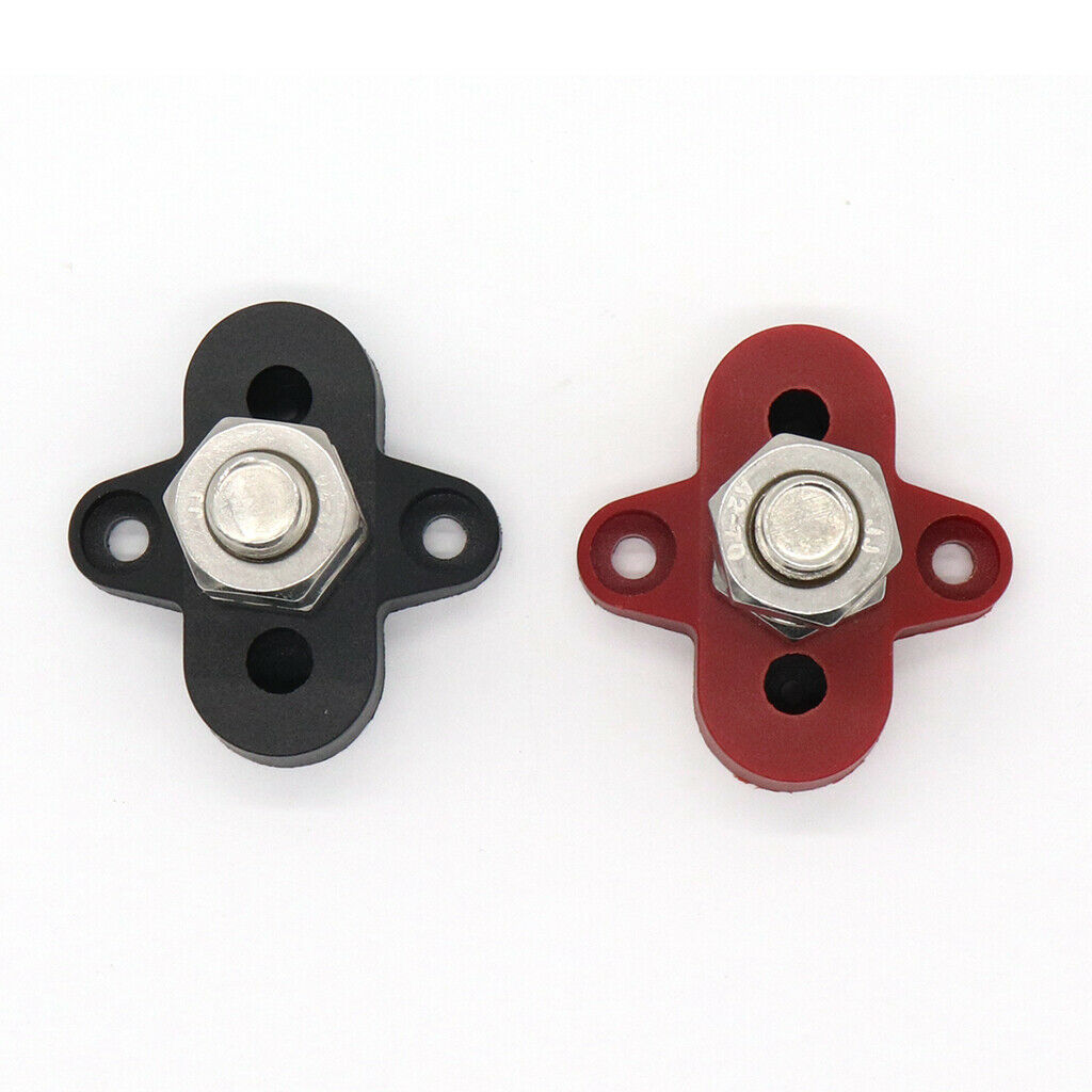 2x Junction Block Power Post Set Insulated Terminal Stud 3/8" Stainless