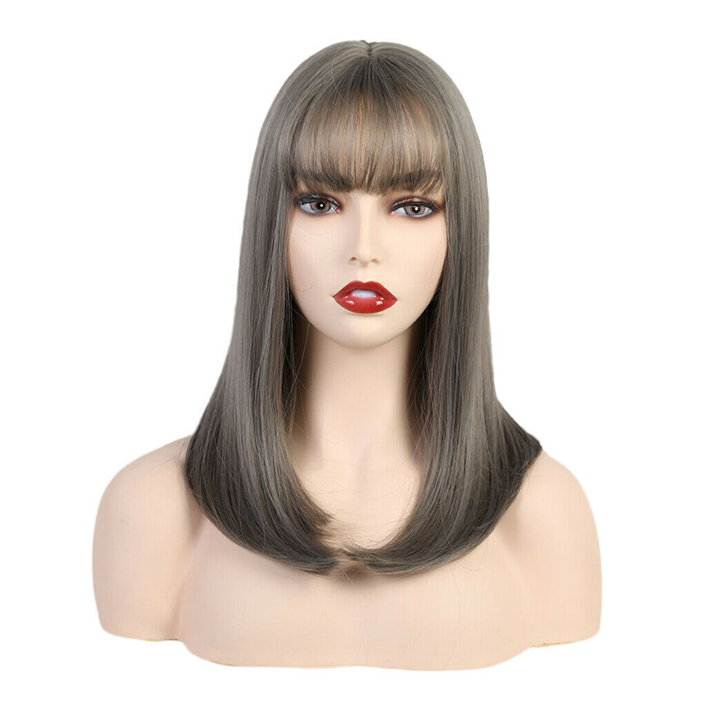 Fashion Women's Straight Bob Wigs Synthetic Natural Party Costume Wig Gray