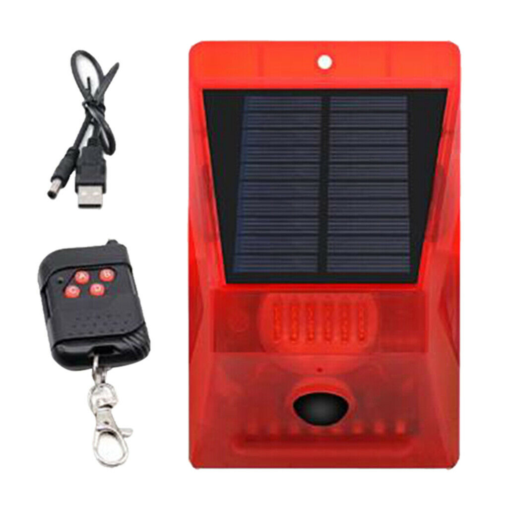 Solar Sound Alarm Light 8-LED 129db IP65 Alarm System for Farm Villa Garden