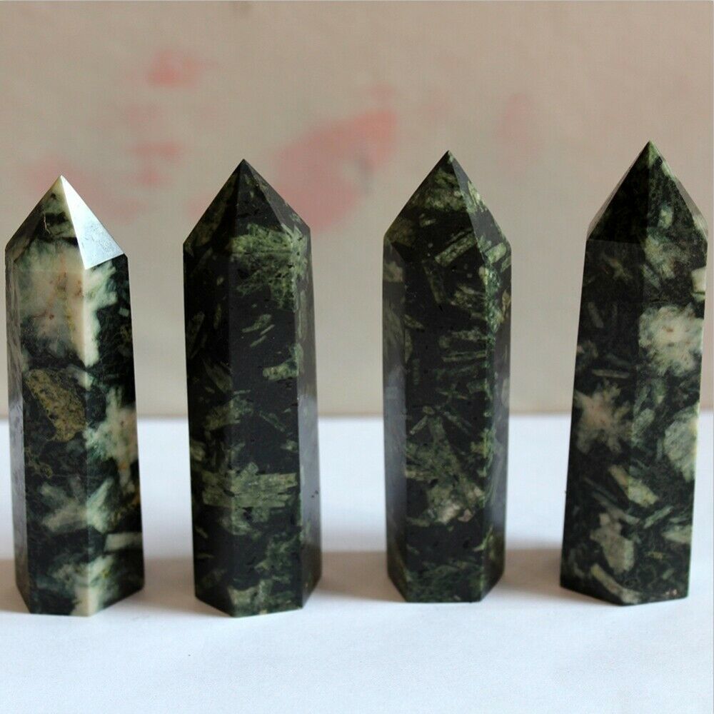6-8cm Natural Chrysanthemum stone Crystal Quartz Tower Point Reiki Healing Wand