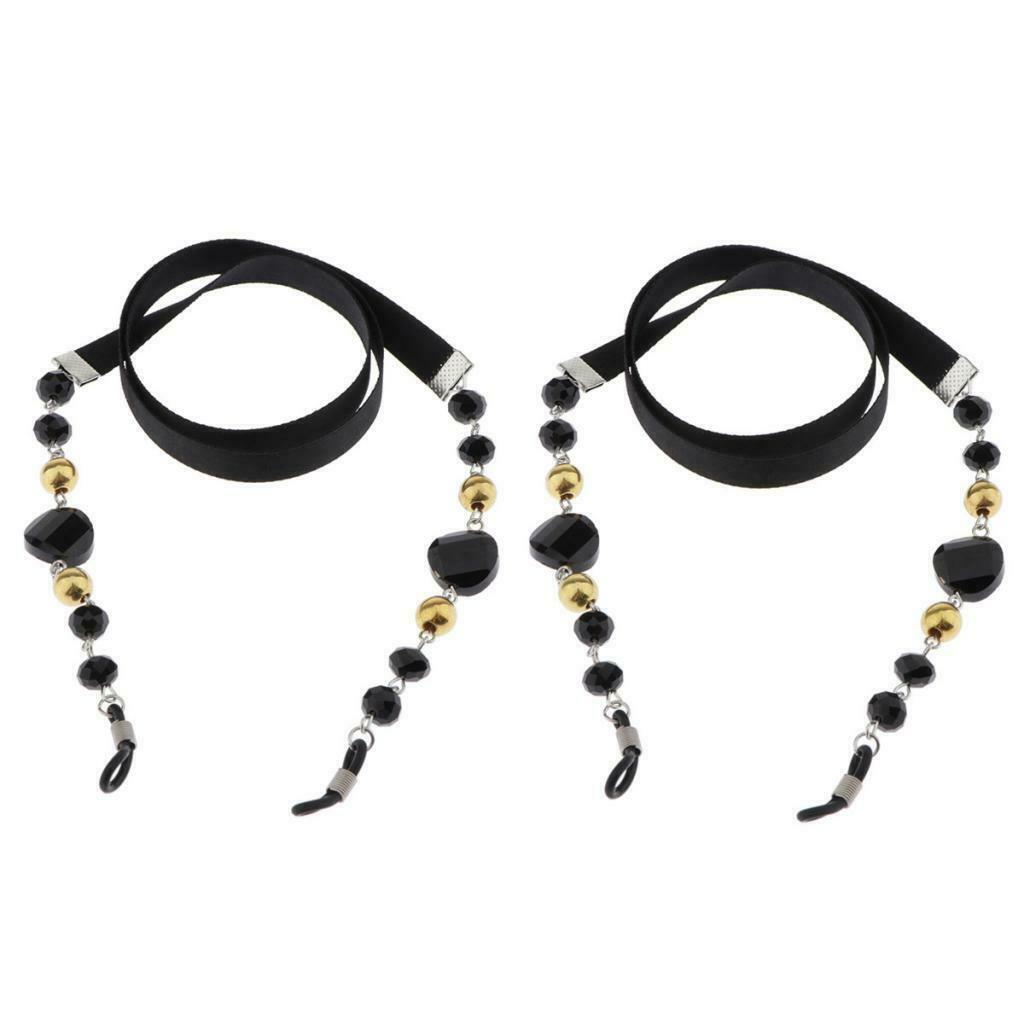 2 Pieces Female Black Eyeglasses Chain Sunglasses Retainer Anti-slip 25''