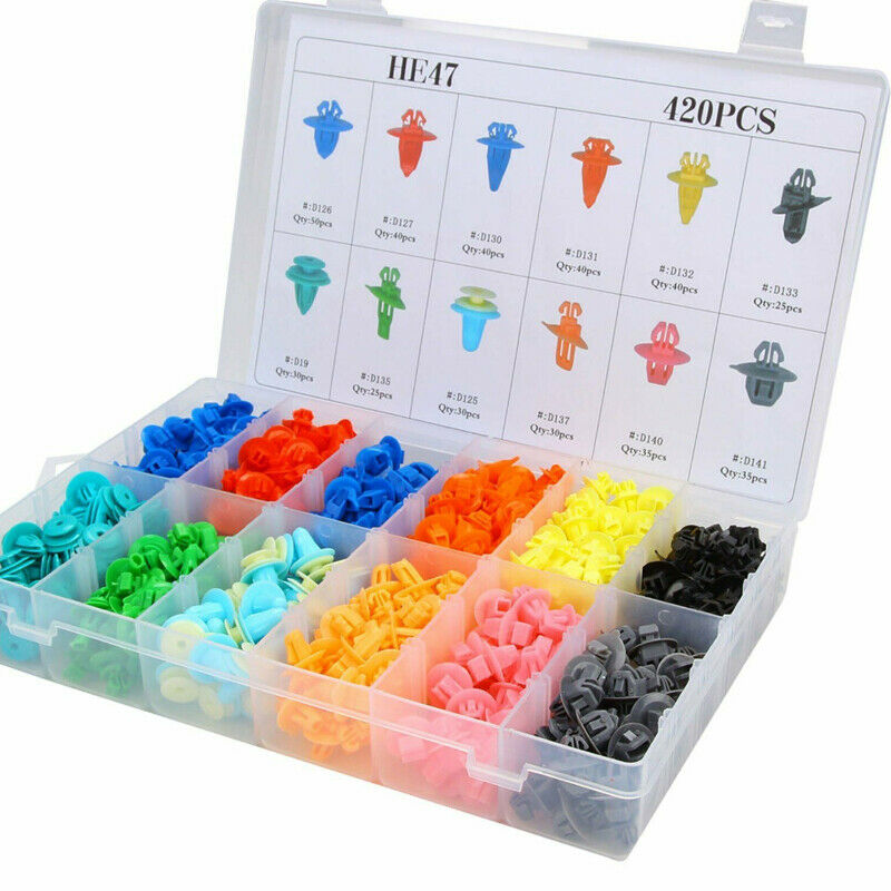 420Pcs Car Body Door Fender Bumper Trim Rivets Clip Retainer Fastener Assortment