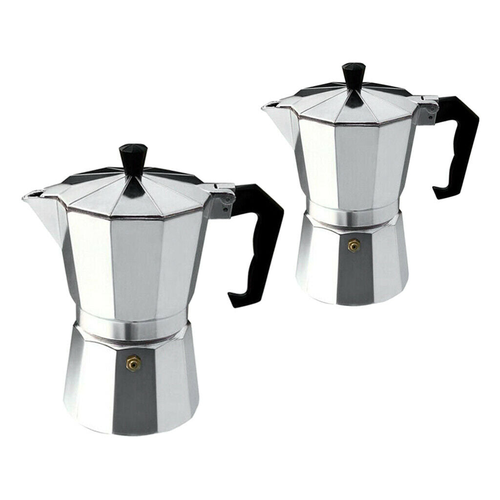 2 Espresso Machine in Classic Italian Style 3 Cups / 6 Cups / 9 Cups Moka Pot