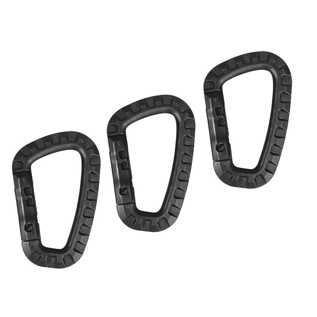 3 Pieces Carabiner Clip Keychain Outdoor Backpack Snap Hook - Black