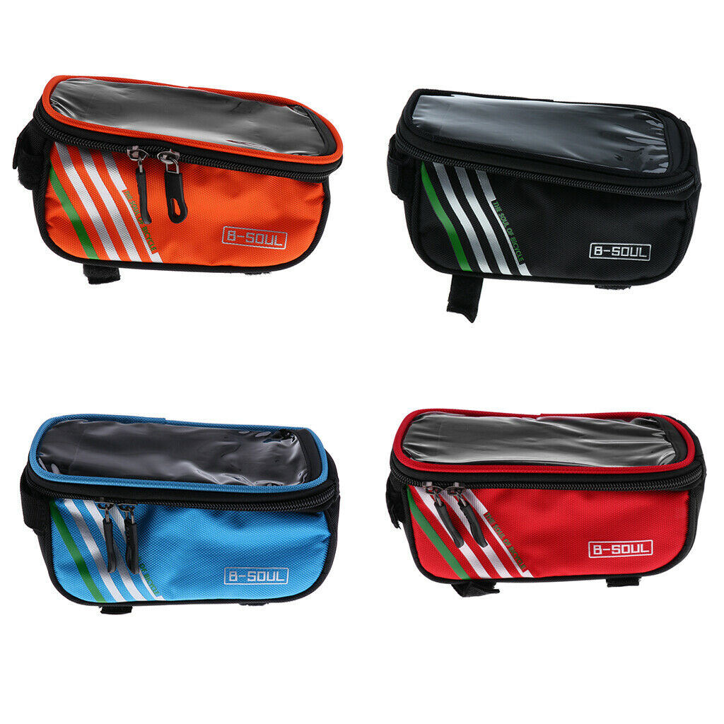 Waterproof Bike Bag 5.5inch Touch Screen Bicycle Frame Front Tube Bag Red