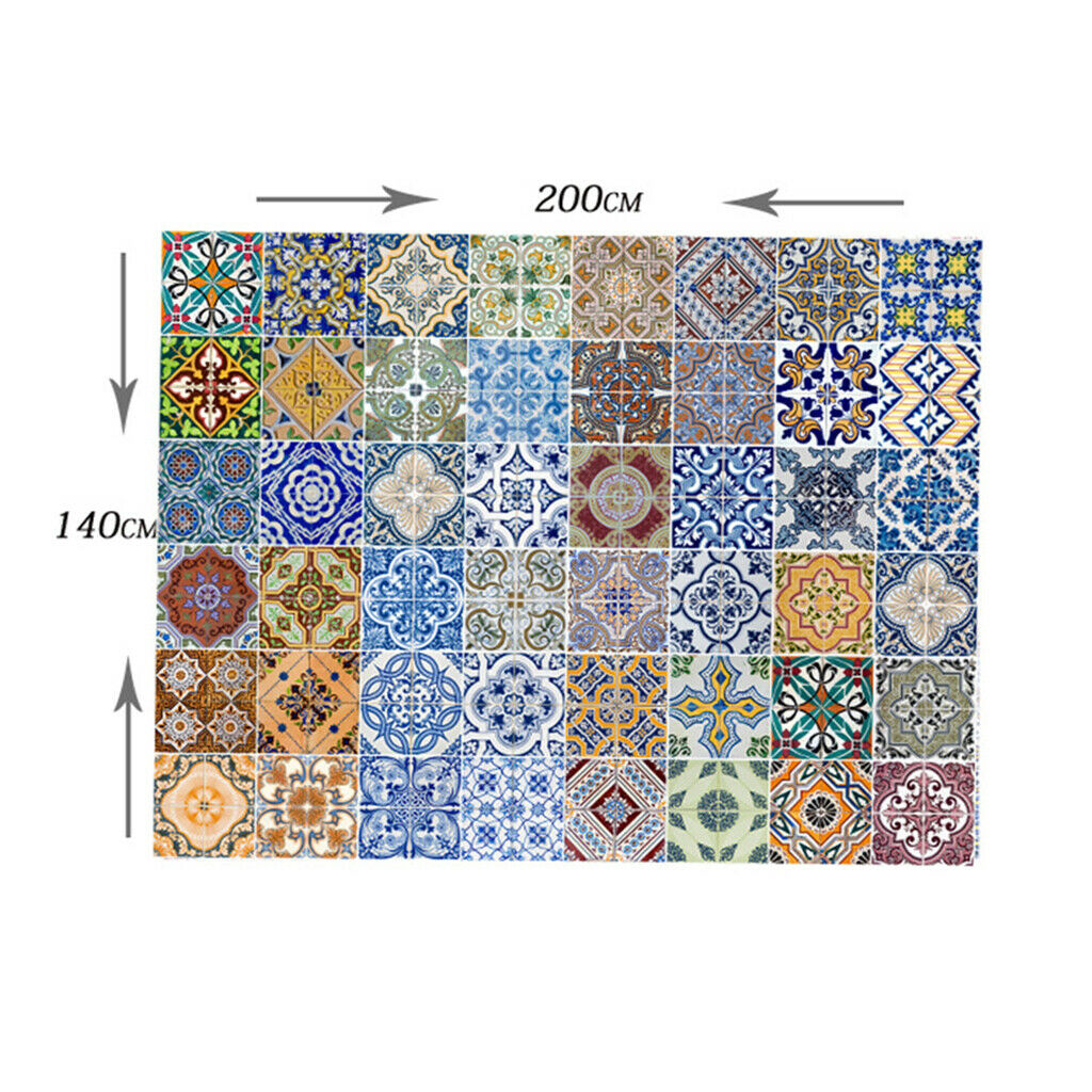 Rectangle Digital Printed Decor Tablecloth  Bohemia Grid