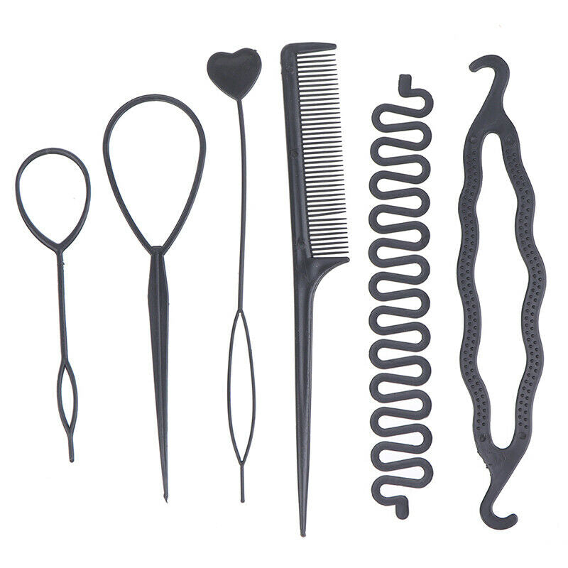 6pcs/set Hairstyle Braiding Tools Pull-through Hair Needle Hair Disk Hair.l8