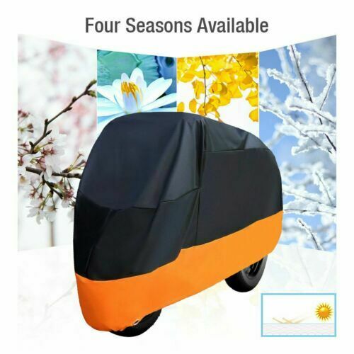 One XXXL Size Black Orange Motorcycle Cover Rain Dust Protector Bike Universal