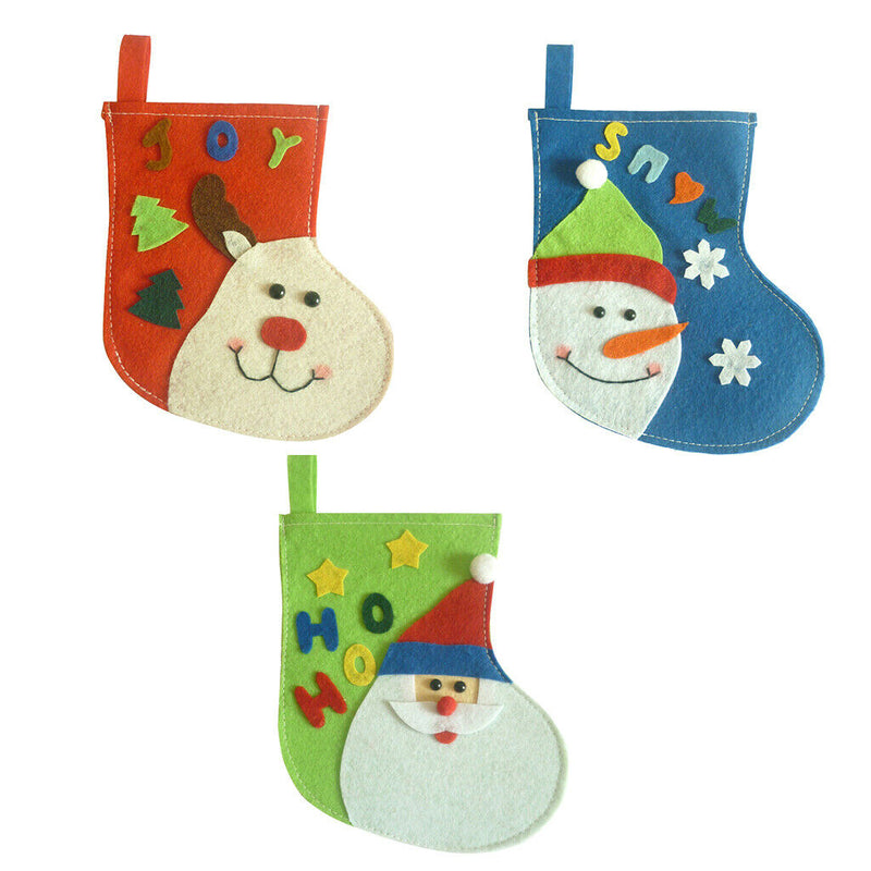 3 Pieces Mini Christmas Stocking Fireplace Tree Decor Gift Card Silverware
