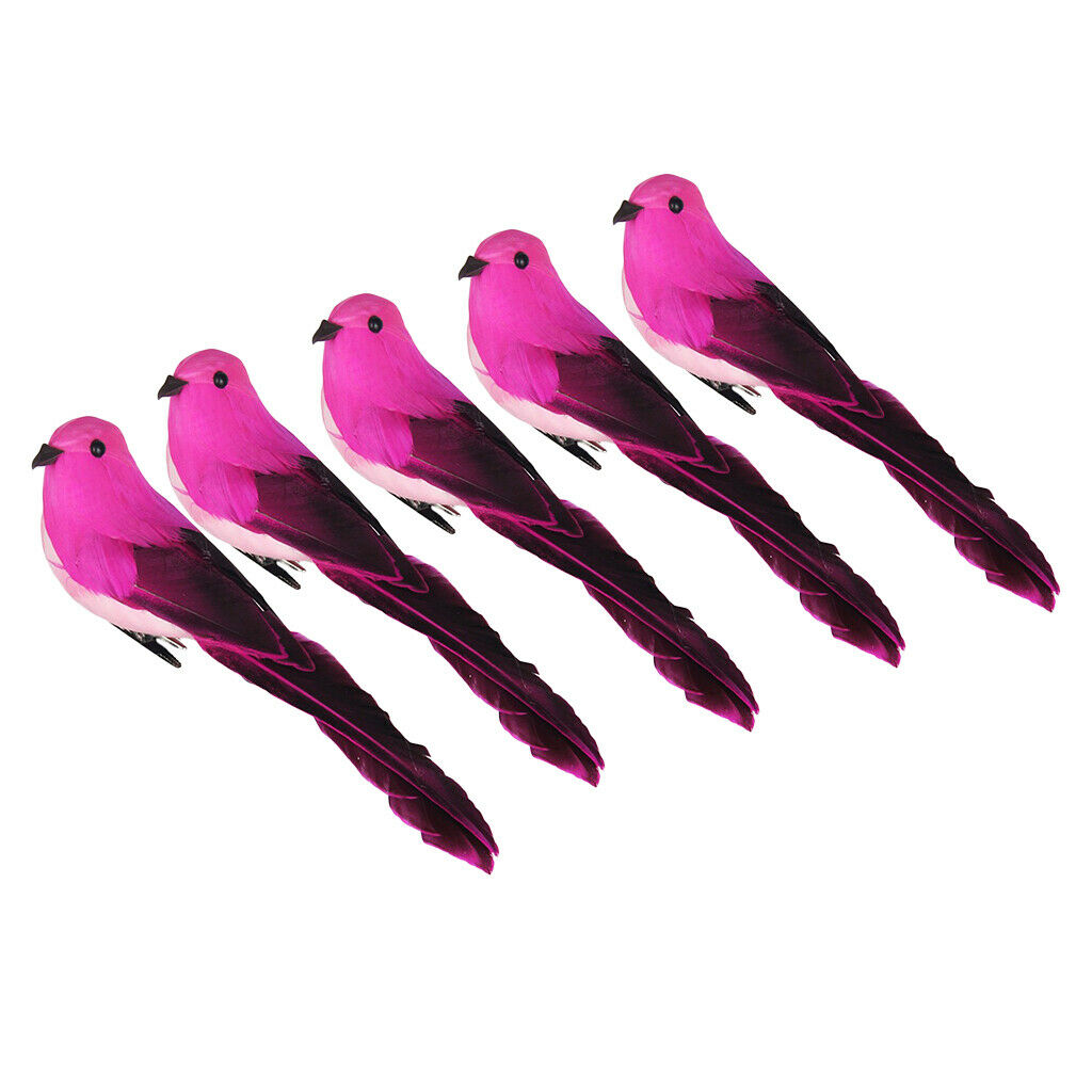 5Pcs Artificial Foam Birds, Clip on Feathered Bird Ornaments, DIY Craft for Home