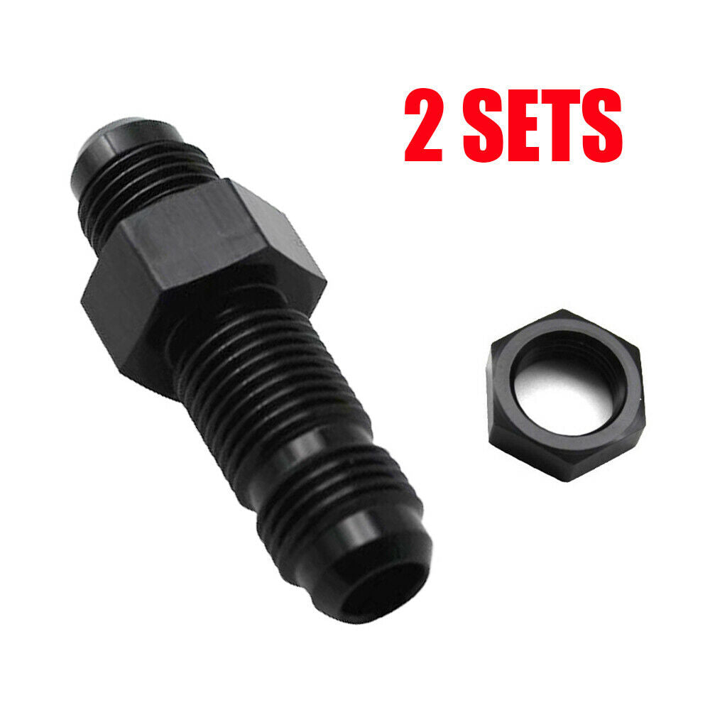 2Pcs -6 AN AN6 Male to Male Straight Bulkhead Fitting w/ Nut Aluminium Alloy