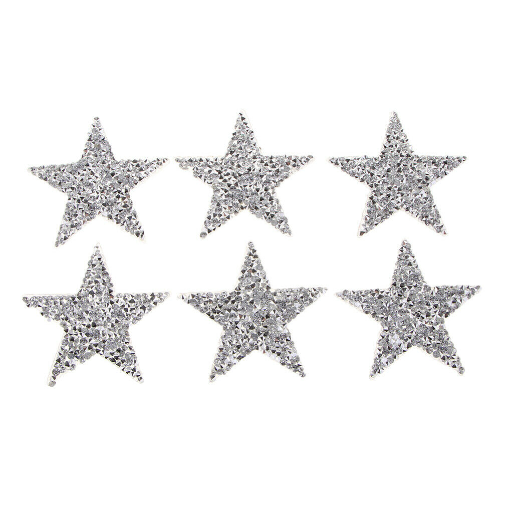 6 Pieces Star Sequins Sew Iron on Applique Embroidered Patches Iron-On Crafts