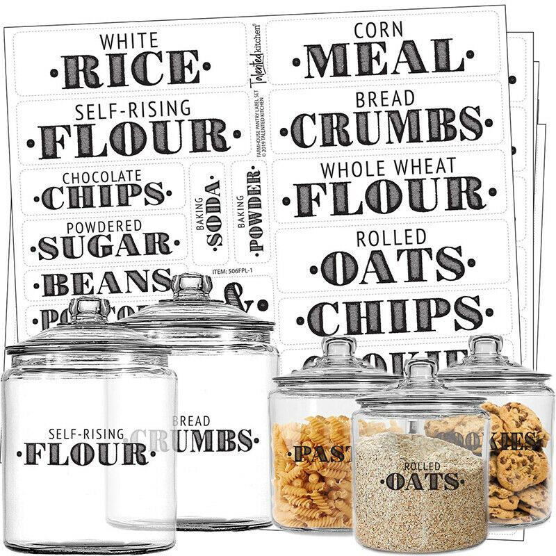 132 PCS Waterproof Food Label Self-Adhesive Resistant Kitchen Pantry Stic.l8