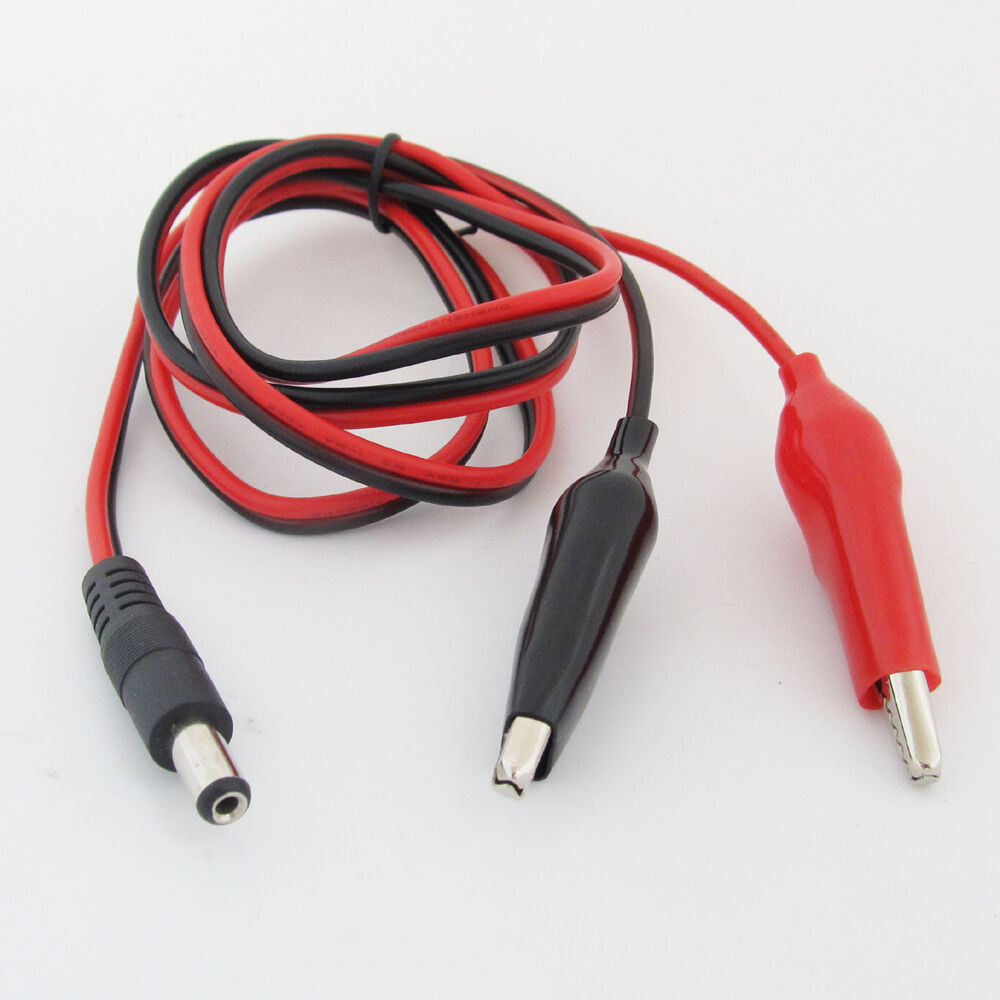 4sets 18AWG 1M 5.5 x 2.1mm DC Power Male Plug to Dual 45mm Alligator Clip Cable