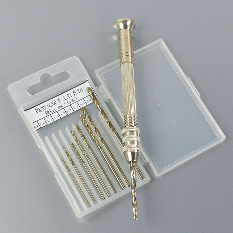 Mini Micro HSS High-Speed Steel Straight Shank Hand Drill and 10pcs Twist Drills