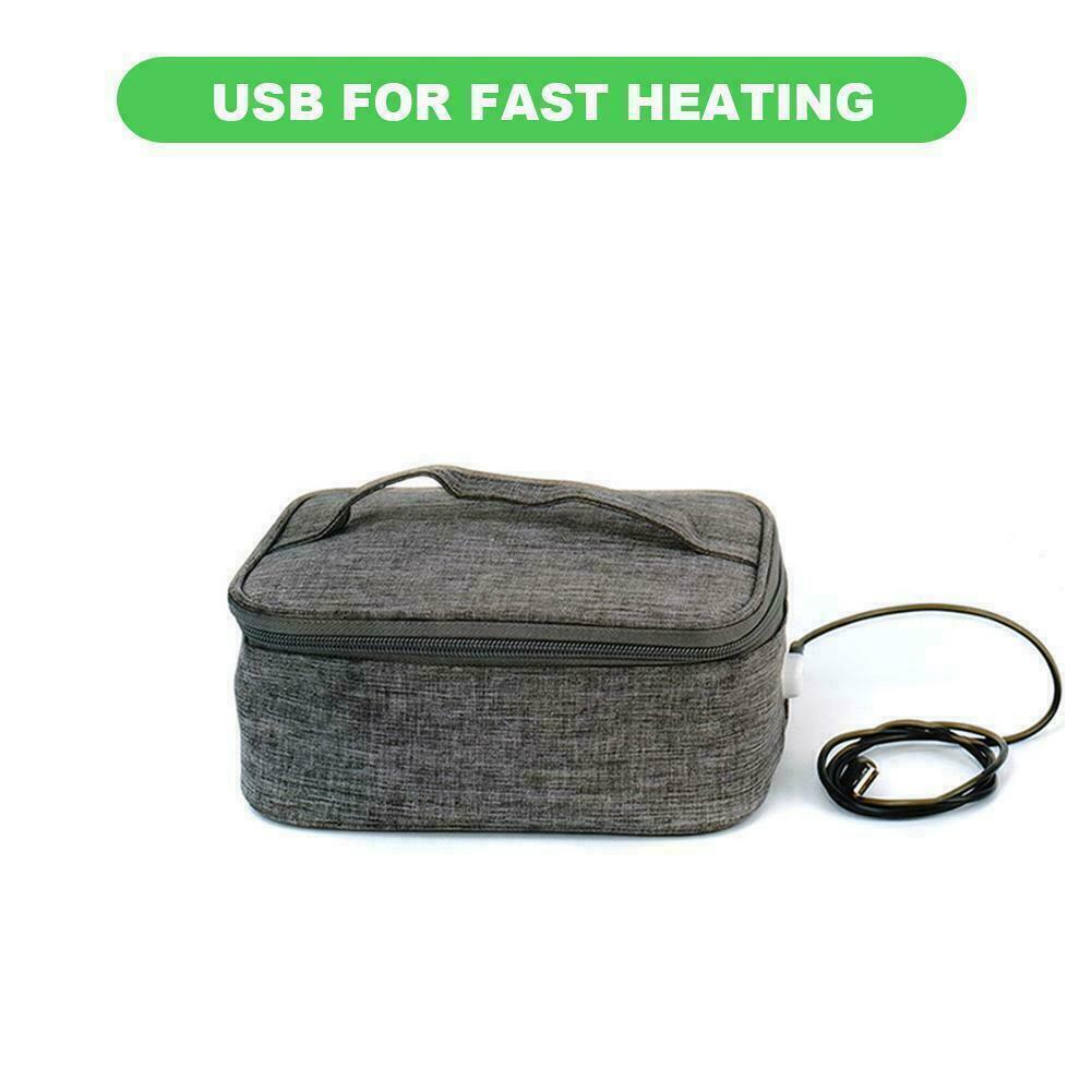 USB Thermal Insulation Lunch Food Box Warmer Heating Container Bag Storage Q9F2