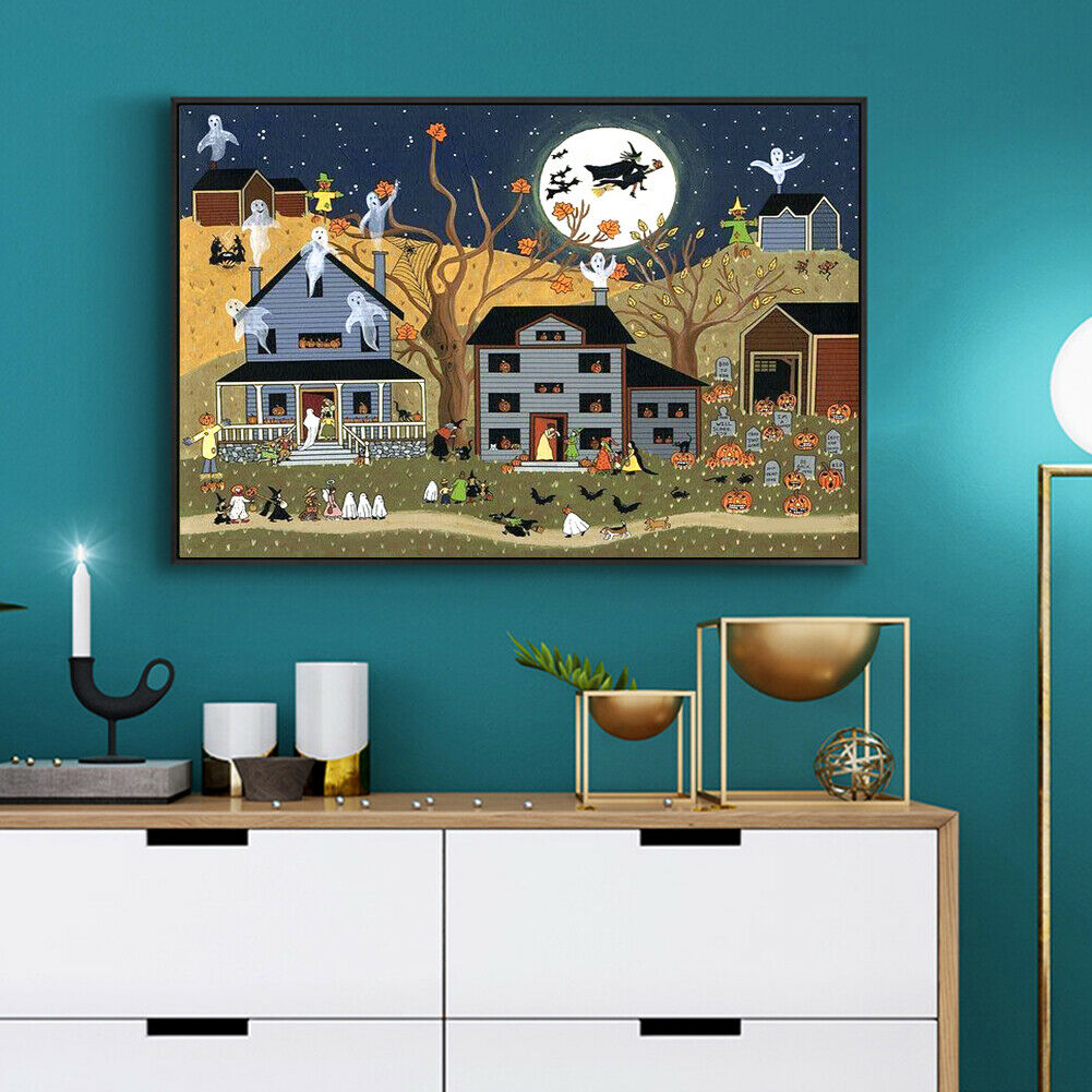 5D DIY Full Round Drill Diamond Painting Halloween Mosaic Rhinestone Draw Decor
