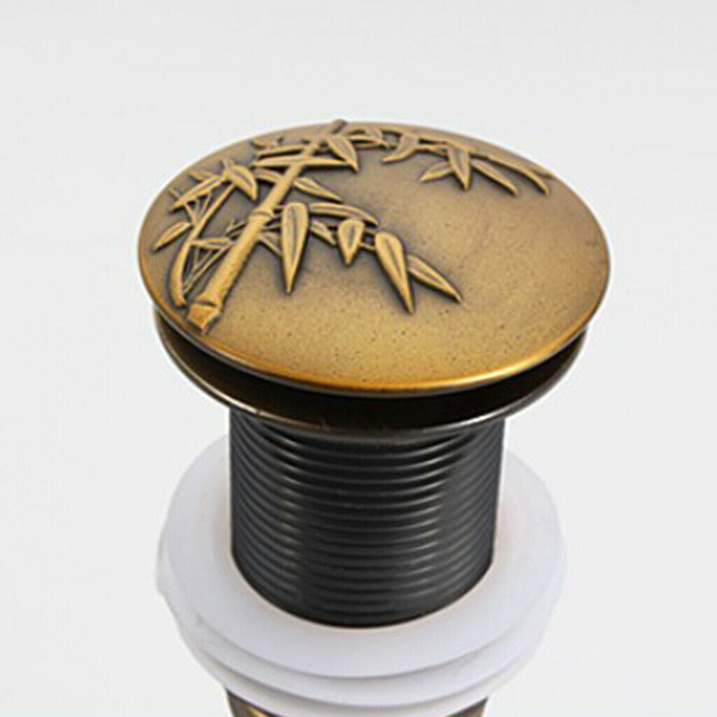 Bathroom Vessel Sink Brass Pop Up Drain without Overflow 3.2cm Bamboo