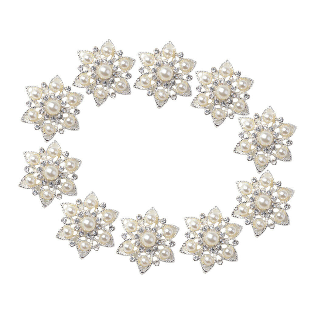 10pcs Alloy Pearls Flatback Rhinestone Crystals Sew Ons Componetns Scrapbook
