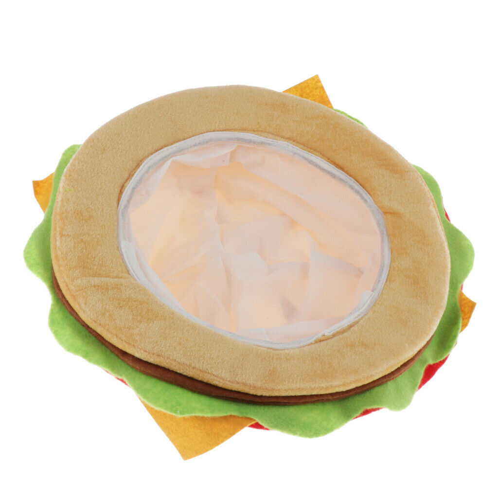 Novelty Fast Food Hat - Plush Hamburger Cheeseburger Hat Party Props