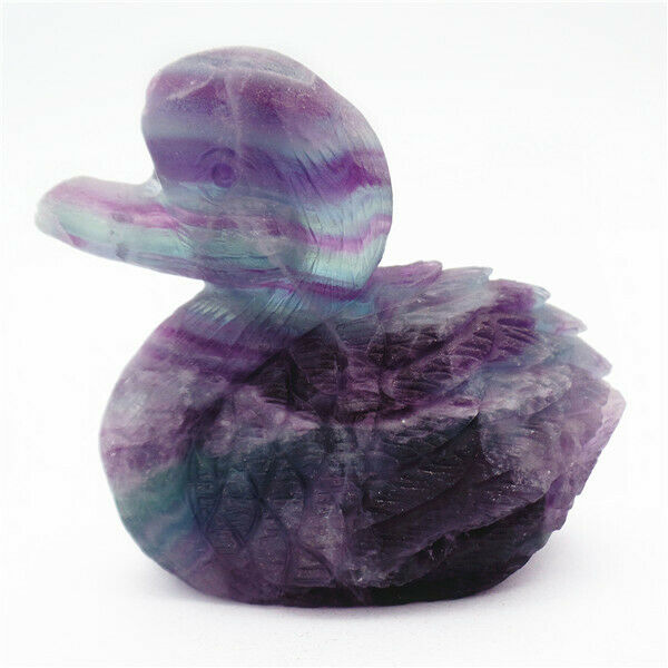 67x61x28mm Natural Rainbow Fluorite Carved Duck Decoration Statue Decor HH7917