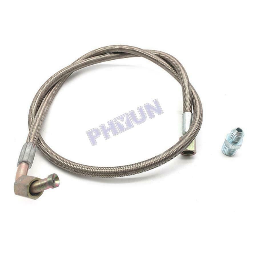 24 Inch 4 AN 90 Degree Steel Braided Turbo Oil Line Kit For T3/T4 Oil Feed Turbo