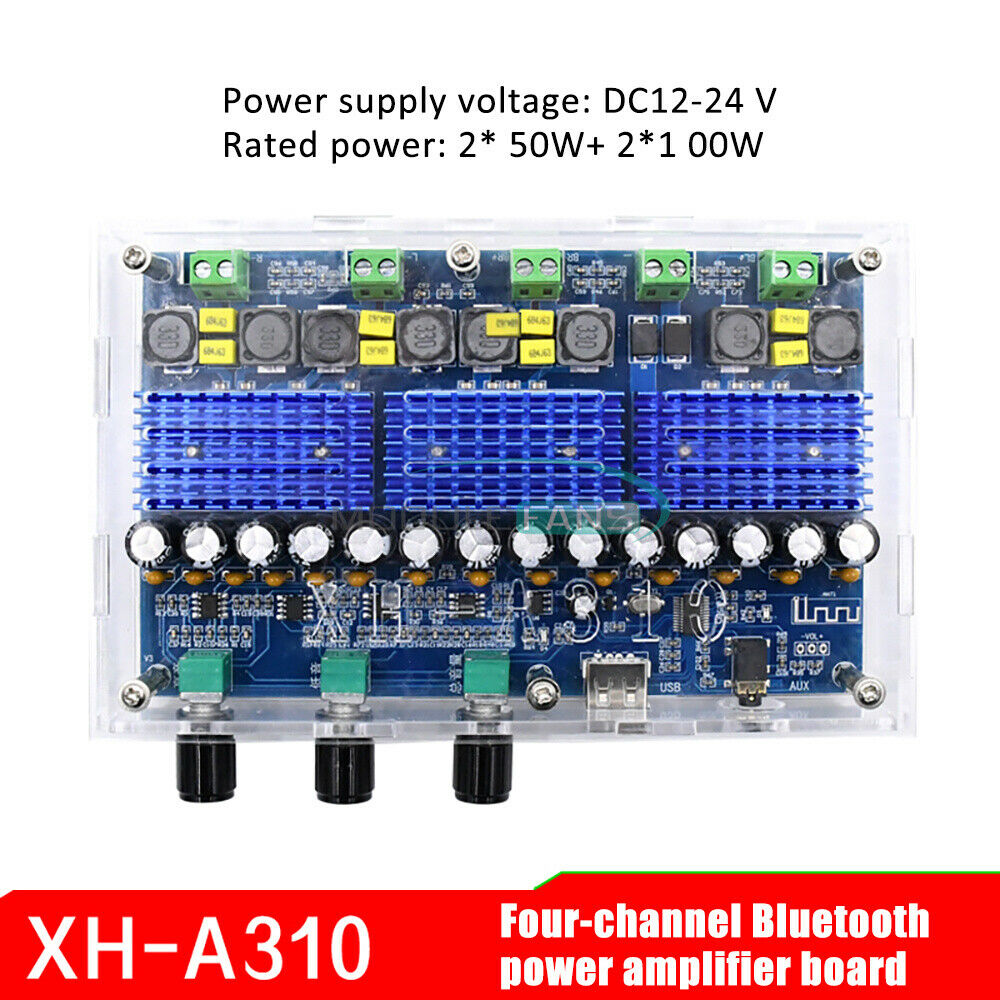 Bluetooth 5.0 Digital TPA3116D2 2X100W+2X50W Dual Audio Receiver Amplifier Board