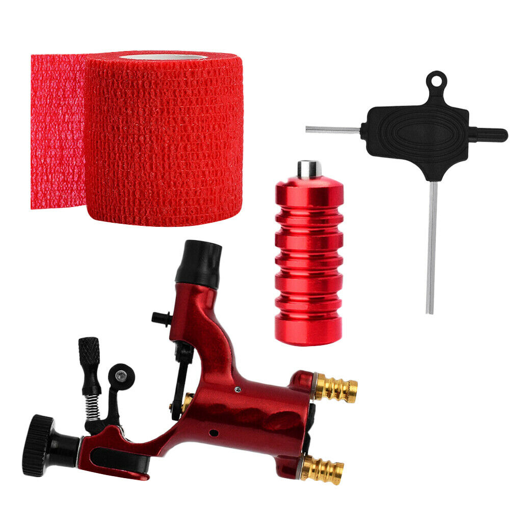 Tattoo Machine Set Rotary Dragonfly Handle Grip with Backstem Equipment Red