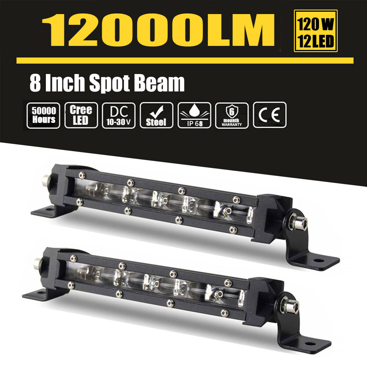 8Inch Cree LED Light Bar 18W Spot Offroad Driving Work 4x4 Truck  10-30 DC 2PCS