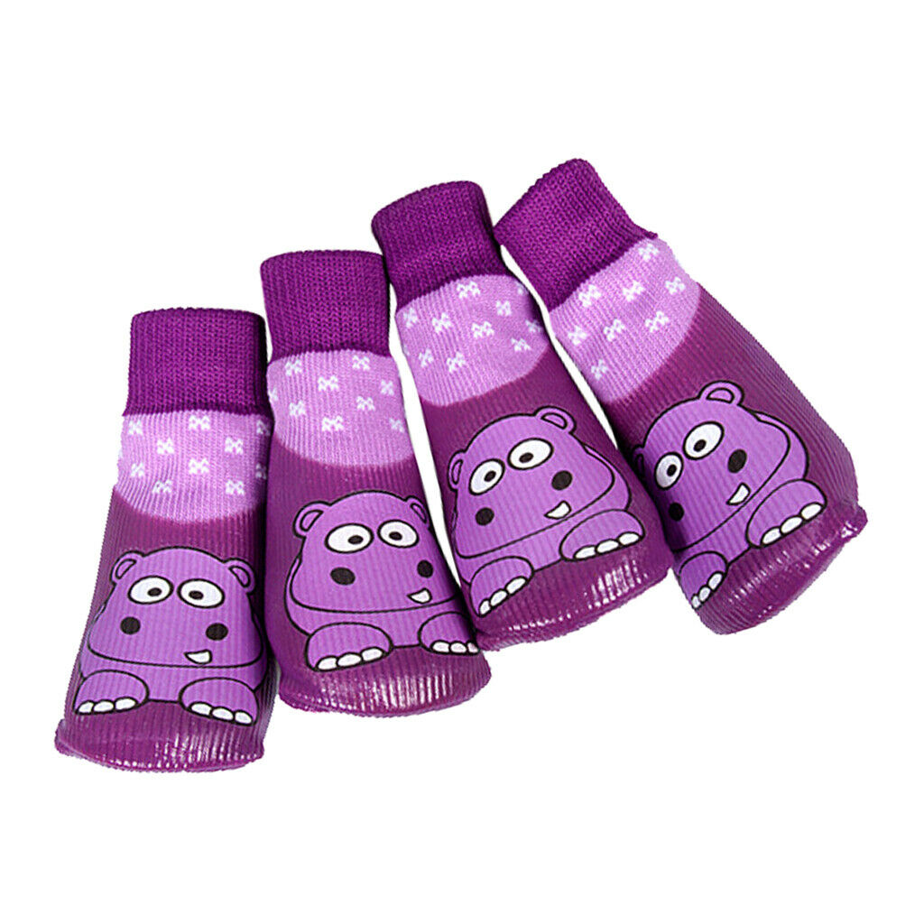 4Pcs Cartoon Hippo Printing Pet Dog Socks Outdoor Waterproof Cotton Sock 2