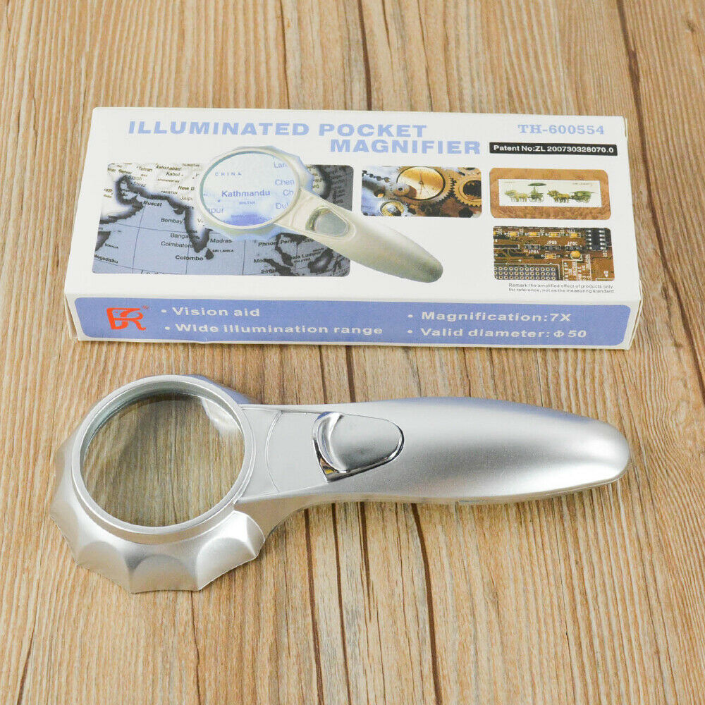 Old man magnifying Top loupe diamond  large  reading  LED light  lens