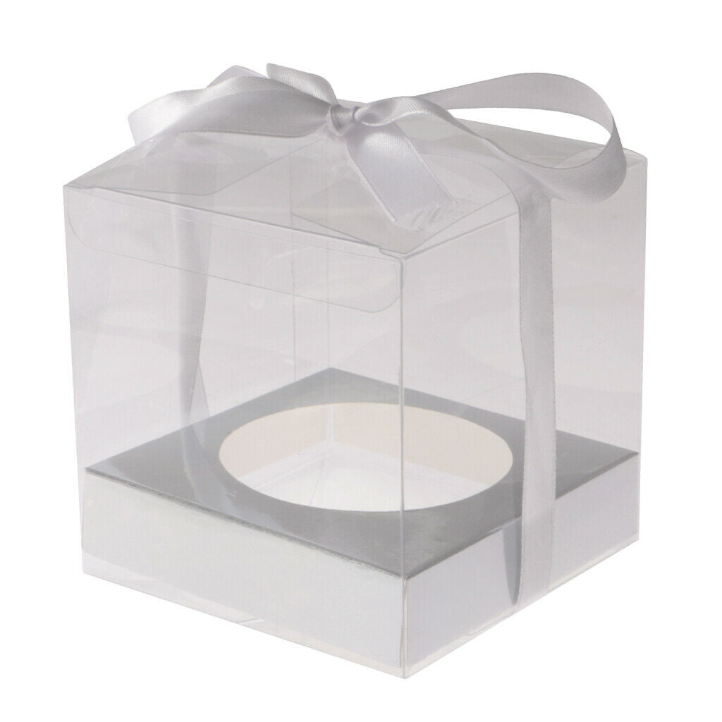 Pack of 12 Clear Gift Boxes with Ribbon Wedding Party Bomboniere Candy Cookie
