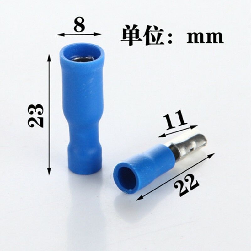 100PCS Female + Male Assorted Bullet Connectors 1.1mm to 2.6mm2/16-14awg Crimped