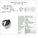 16mm Waterproof Stainless Steel Top High Switch Button