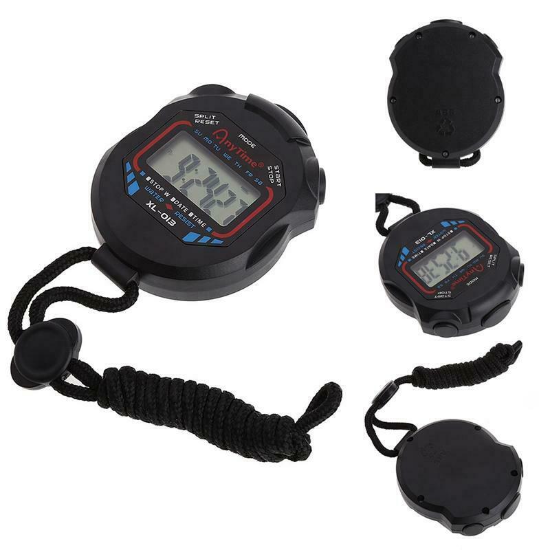 Classic Digital Handheld LCD Chronograph Sports Stopwatch Timer w/string